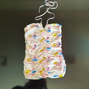 GANNI Floral Ruched Tube Top